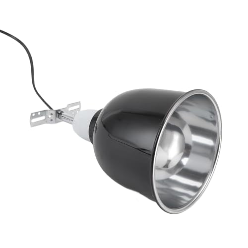 Fockety Repta Clamp Lamp, Deep Dome Reptile Heat Lamp Fixture, 360 Degree Rotating Stainless Steel UVA UVB Lampshade Heating Light Cover for Lizards Turtles Snakes Bulb Not Included (US