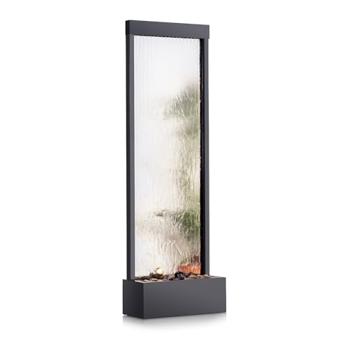 Alpine Corporation Mirror Waterfall Fountain with Stones and Lights - Zen Indoor/Outdoor Decor for Office, Living Room, Patio, Entryway - 72 Inches - color: 72 Inches - Silver