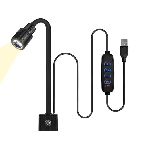 Mini Aquarium Light, 3W Clip on Aquarium Spotlight with Adjustable Focus, 3 Colors LED Fish Tank Focus Light for 0.11"-0.39" Thickness of Fish Turtle Plant Tank