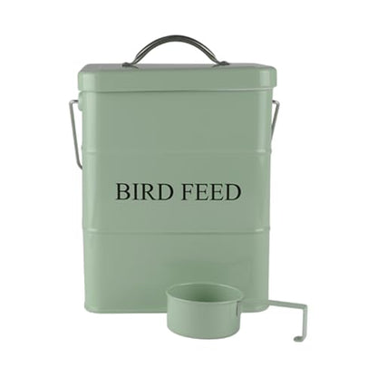 Morezi Bird seed and feed storage tin with lid Included Green-coated Metal Tight Fitting Lids - storage canister tins - color: Dark Green