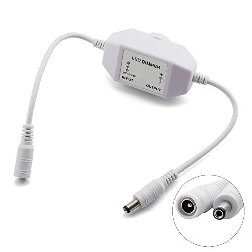 1pc DC 12V 24V LED Strip Dimmer Switch with DC Female Male Adapter Single Color Mini LED Lamp Lighting Accessories Brightness Adjustable Controller Manual Knob Dimmer Switch White - color: White