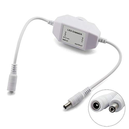 1pc DC 12V 24V LED Strip Dimmer Switch with DC Female Male Adapter Single Color Mini LED Lamp Lighting Accessories Brightness Adjustable Controller Manual Knob Dimmer Switch White - color: White