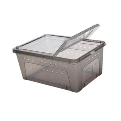 Reptile Feeding Box Climbing Pet Breeding Box Portable with Small Vents Turtle Transport Container Hatching Case for Scorpion, Black