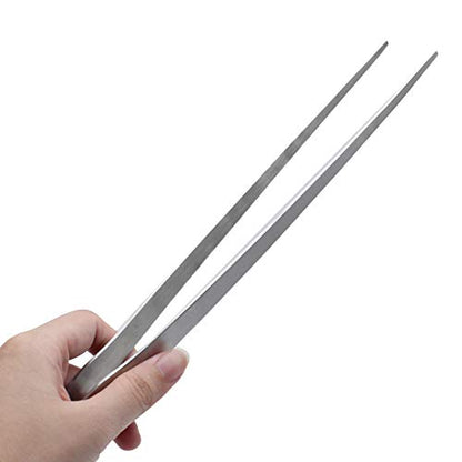 Bonsicoky 15 Inch Stainless Steel Tweezers, Non-Slip Long Straight Tweezers Tongs Tool with Precision Serrated Tips for Aquarium, Garden, Kitchen - size: 15 Inch (1PCS)