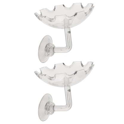 DOITOOL 2pcs Acrylic Shrimp Feeding Basin Fish Feeder Bowl with Suction Cup for Aquarium, Shrimp Food Dish Suitable for Fish and Reptile Tanks
