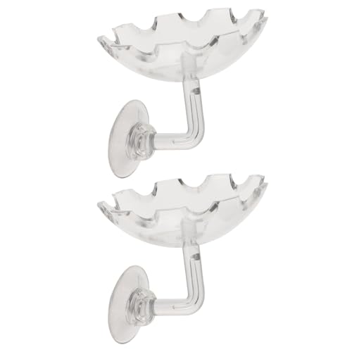 DOITOOL 2pcs Acrylic Shrimp Feeding Basin Fish Feeder Bowl with Suction Cup for Aquarium, Shrimp Food Dish Suitable for Fish and Reptile Tanks