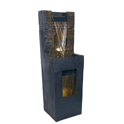 Alpine Corporation TZL398 40" Stone Wall Cascading Fountain with LED Lights, Elegant Outdoor Water Feature for Garden, Patio, Backyard & Home Decor, Relaxing Waterfall Fountain, Gray - style: 40"H - Gray Stone Wall w/ LEDs
