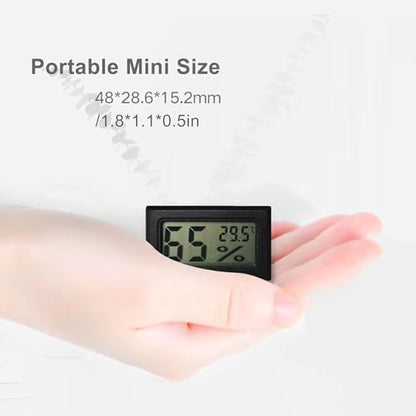 6Pcs Mini Digital Temperature Humidity Meters,Small Electronic Gauge Indoor Hygrometer LCD Display Fahrenheit (℉) for Humidors/Garden/Greenhouse/Reptile Tank/Cellar/Fridge, black