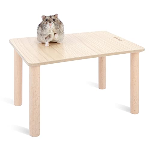 Niteangel Hamster Play Wooden Platform for Dwarf Syrian Hamsters Gerbils Mice Degus or Other Small Pets (10.2 L x 7 W -5.9'' Height, Burlywood) - color: Burlywood, size: Rectangle - 10.2'' L x 7'' W - 5.9'' Height