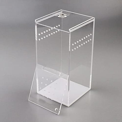 NANEEZOO Magnetic Acrylic Case, 2.9x2.9x6 Inch Nano Arboreal Tarantula Enclosure Reptile Habitat Terrarium Breeding Box for Spider Scorpion Sling Isopods Lizards Invertebrates Insect Mantis
