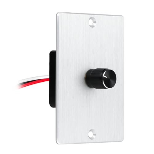 12 Volt PWM LED Dimmer Switch 15A 180W, Push On Off, Rotary Knob Dimming,12V 24V Light Dimmer for RV Boat Truck Camper Van Trailer Light Fixtures, LED Strip Lights (Silver Panel) - color: Silver
