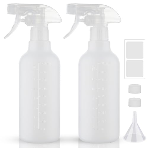 Spray Bottles 16.9oz HDPE Spray Bottle for Hair Mist/Stream Empty Heavy Duty Refillable Containers for Cleaning Solutions, Plants, Vinegar 2 Pack (White, 16.9oz) - color: White, size: 16.9oz