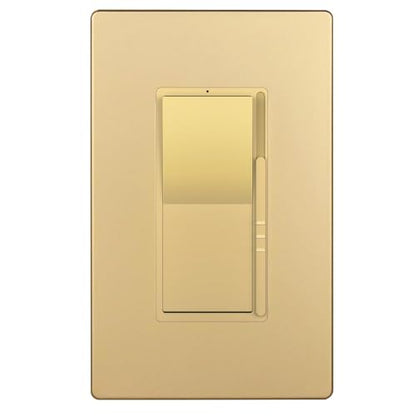 TOPGREENER Kalide Dimmer Light Switch, LED Dimmer Switch, Full Range Dimming, Single Pole/3-Way, 120VAC, 60Hz, 300W LED/CFL, Neutral Wire Not Required, Gold, 1 Pack,Wall Plate Included - color: Gold, size: Single Pole & 3 Way