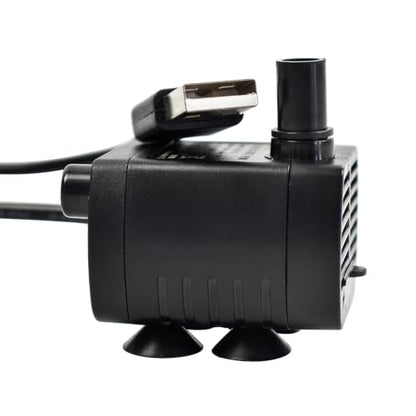 CONQUERALL DC 5V 29GPH 1W 1.5ft USB Water Pump with 3.3ft Tubing for Dog Water Dispensers (Black) - color: Usb 5v 1w 110l/H 45cm Head (Black)