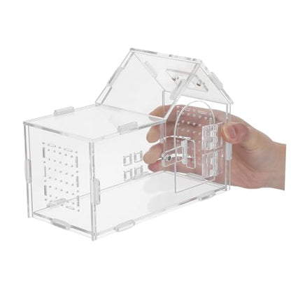 Garneck Acrylic Jumping Spider Enclosure with Magnetic Front Opening, Ventilated Terrarium 20x15x10cm for Tarantulas, Small Reptiles, Hermit Crabs, and Arboreal Insects