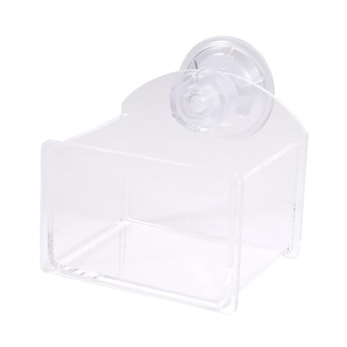 BESPORTBLE Suction Cup Reptile Feeder Water and Food Bowl Durable Transparent Feeding Container for Lizards Turtles and Geckos Space-Saving Design for Easy Installation and Cleaning