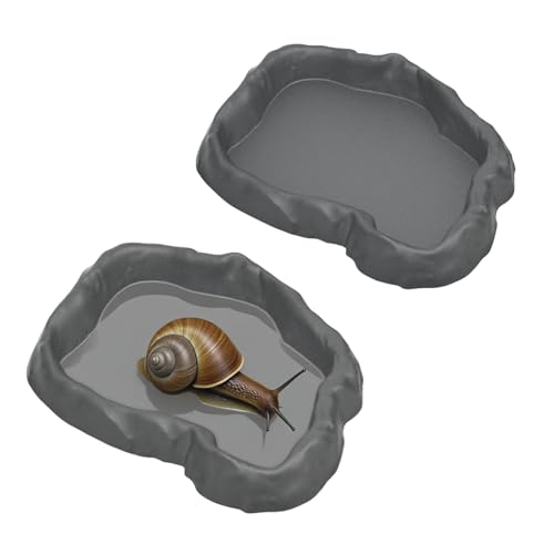2 Pack Snail Food and Water Bowl，atural Design Food Bowl for Pet Snails, Garden Snails Pet Land Snail Supplies - color: gray