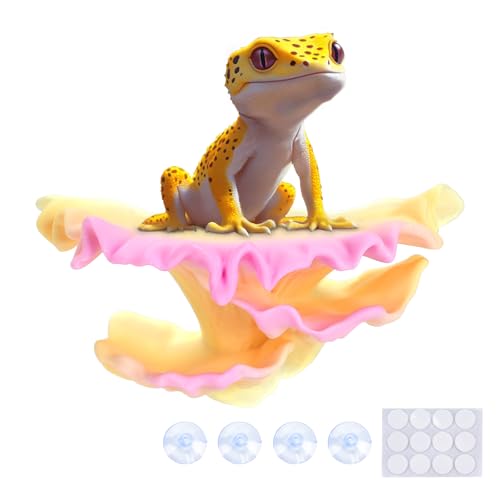 Westant Mushroom Decor for Reptile Tank, Fish Tank, Pet-Safe Bearded Dragon Tank Accessories, Realistic Terrarium Plants for Leopard Geckos, Crested Geckos, Tree Frogs, Snakes (Sunrise, Shelf Cap) - color: Sunrise, size: Shelf Cap