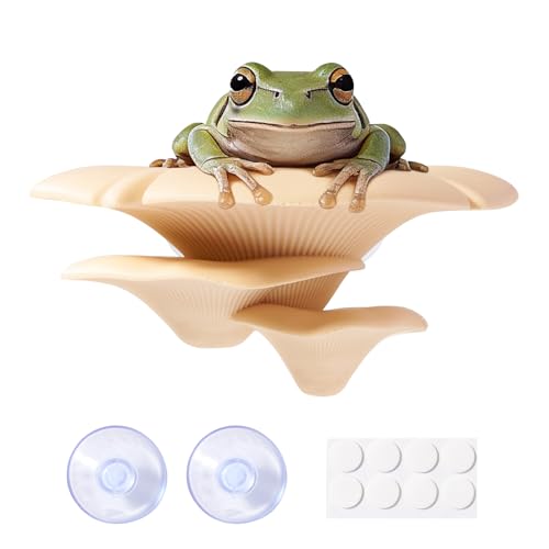 Mushroom Reptile Tank Decor, Mushroom Climbing and Resting Platform Habitat for Tree Frog Terrarium, Reptile Ledge for Leopard Gecko, Lizards, Fish, Turtle, Hermit Crab (Yellow) - color: Yellow