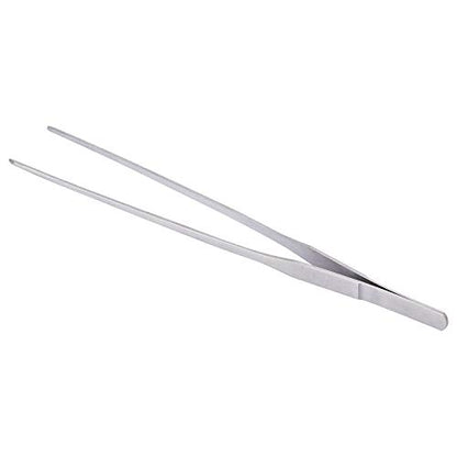 Stainless Steel Polished Extra-Long 10.6 inch Tongs Tweezers with Precision Serrated Tips for Garden, Kitchen, Indoor & Outdoor - size: 10.6 inch Straight (1 PCS)