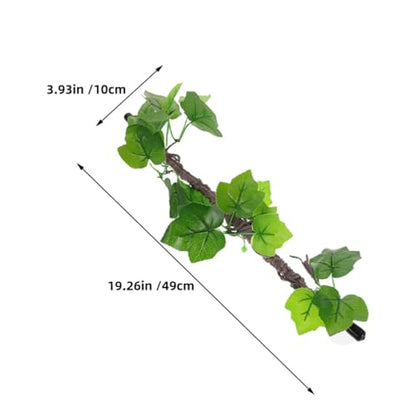 2pcs Artificial Reptile Climbing Branches with Flexible Plastic Vines and Green Leaves for Terrarium and Reptile Tank Decoration, Complex Climbing Structures for Lizards
