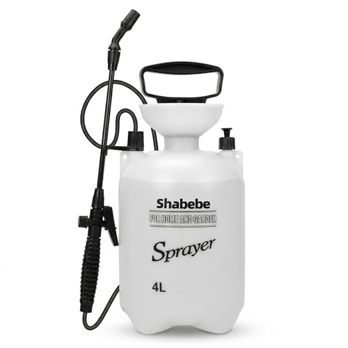 1 Gallon Pump Sprayer, Heavy-Duty Hand Pressure Sprayer with 16” Long Wand, 4 Nozzles
