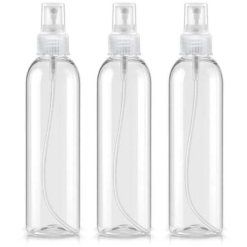 Bar5F Clear Plastic Spray Bottles – 8.5 oz / 250 ml (3-Pack) Refillable Water Spray Bottle Set | Fine Mist Spritzer for Hair, Plants & Beauty Use – Empty Reusable BPA-Free Plastic Bottles Made in USA