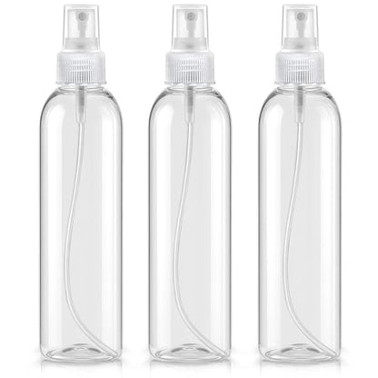 Bar5F Clear Plastic Spray Bottles – 8.5 oz / 250 ml (3-Pack) Refillable Water Spray Bottle Set | Fine Mist Spritzer for Hair, Plants & Beauty Use – Empty Reusable BPA-Free Plastic Bottles Made in USA