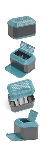 Dubia Roach Feeder Box with Drawer, 9.3" x 6.3" x 5.7" Easy-Clean Cricket Insect Feeding Container, Multi-Function Habitat for Bearded Dragons, Lizards & Reptiles