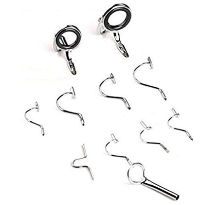 Fly Rod Guide Set Fishing Tip Repair Kit 9FT 4-6WTHard Snake Guide Tip Hook DIY Eye Rings Different Size
