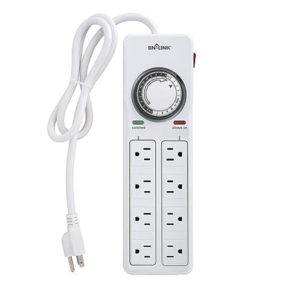 BN-LINK 8 Outlet Surge Protector with Mechanical Timer and Heat Mat Thermostat Controller