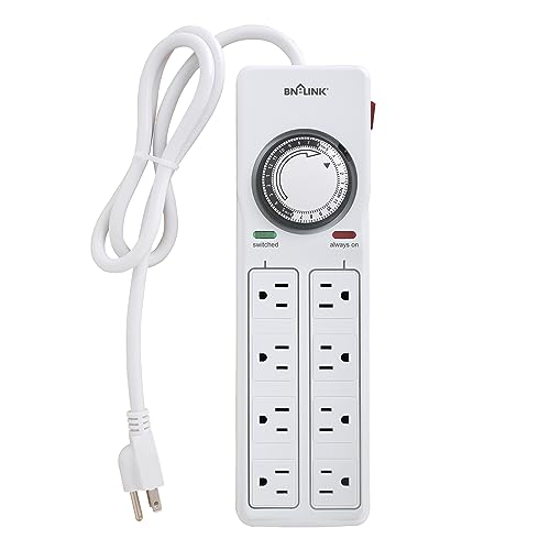 BN-LINK 8 Outlet Surge Protector with Mechanical Timer and Digital Timer Outlet