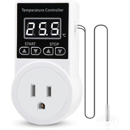 Temperature Controller Plug Socket LCD Screen with Waterproof Sensor Probe for Reptile Home US Plug