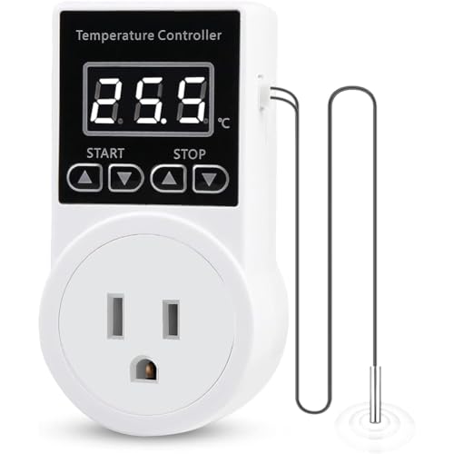 Temperature Controller Plug Socket LCD Screen with Waterproof Sensor Probe for Reptile Home US Plug