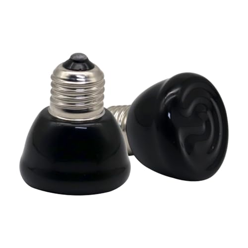 Mini Reptile Heat Lamp Bulb Ceramic Infrared Heat Emitter（4 Pack） E26/E27 Base, AC110V, for Pet Amphibian Snake, Turtle, Lizard, Chicken, Brooder Coop, No Light (50, Watts)