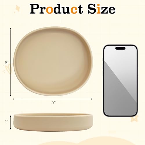 BNOSDM Silicone Dog Food Plate Shallow Dog Bowl Flat Cat Dish 1 Pack Small Puppy Plates for Small Dogs and Cats Whisker Fatigue Pet Feeding Bowls for Dry and Wet Food (Beige) - color: 1 Pcs - (Beige)