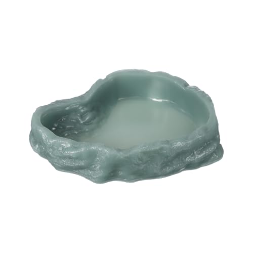 Reptile Food Bowl, Reptile Feeding Dish Corner Bowl Water Resin Rock Worm Feeder Dish l (9.8 in, Glow Dark Green), Intended for Lizards/o/Scaled Pet/Leopard/Spiders - color: Glow Dark Green, size: 9.8 In