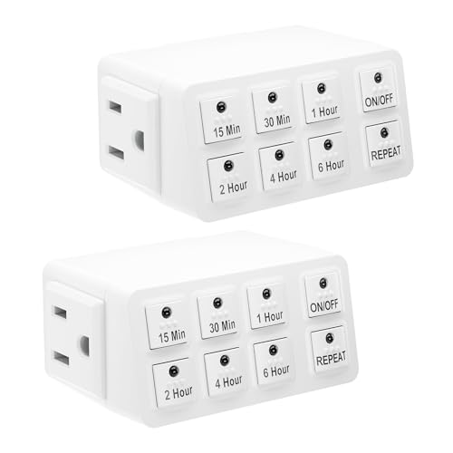 BN-LINK 2 Pack Indoor Countdown Timer with Repeat Function, Heavy Duty Accurate Compact Size for Charger Vacation Security, 3-Prong Grounded Outlet, 15A/1875W ½ HP ETL Listed - style: 2 Pack
