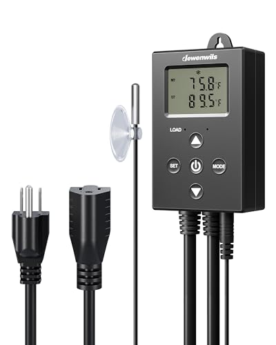 DEWENWILS Digital Temperature Controller Thermostat Outlet with Heating & Cooling Mode for Chest Freezer, Home Brewing, Green House, Incubation, Reptiles, -22°-221°F, 120V/10A/1200W