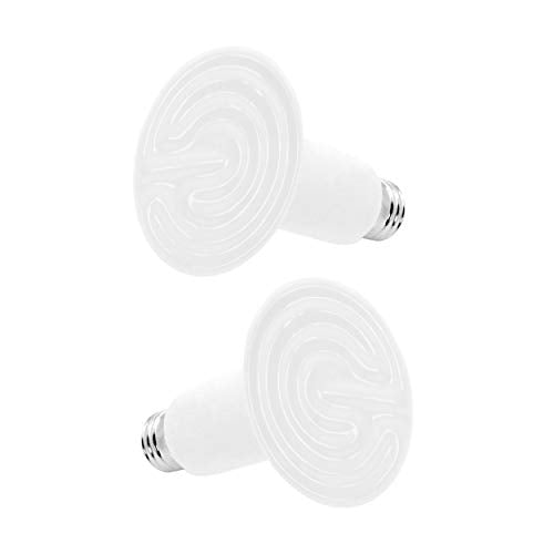 Mandala Crafts Heat Lamp for Reptiles - Ceramic Heat Emitter Infrared Light Bulb with No Light for Chicken Coop Turtle Bearded Dragon Dog Pet Brooder 100W Pack of 2 White - color: White