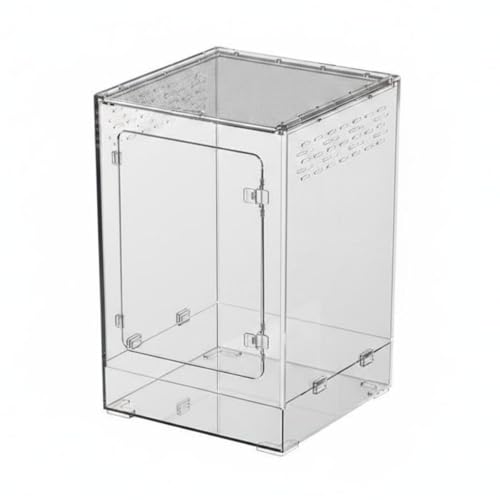 Qianly Acrylic Reptile Enclosure Vertical Arboreal Terrarium Well Ventilated Front Opening Habitat for Amphibian Enthusiasts