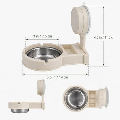 Reptile Feeding Ledge with Suction Cup, Removable Stainless Steel Bowl Feeder, Aquarium Terrarium Food Water Dish Accessory for Gecko Chameleon Bearded Dragon Lizard