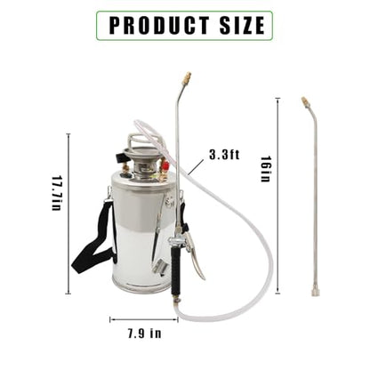 HOSTIC 1.5 Gallon Stainless Steel Sprayer Hand Pump Sprayer with Pressure Gauge Valve Adjustable Nozzle for Gardening Lawn and Cleaning - size: 1.5 Gallon
