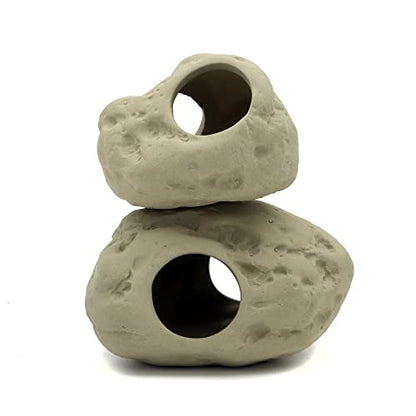 ALEGI Aquarium Decoration Rock Caves, Betta Fish Tank Accessories Hideout, Cichlid Stackable Cave Hiding (Small & Medium) - size: Small & Medium