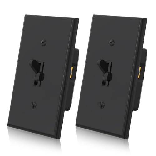 ELEGRP Digital Toggle Dimmer Switch for Dimmable LED, CFL and Incandescent Light Bulbs, Single Pole or 3-Way Toggle LED Dimmer Light Switch, Wall Plate Included, UL Listed, 2 Pack, Black - color: Black, size: With Screws