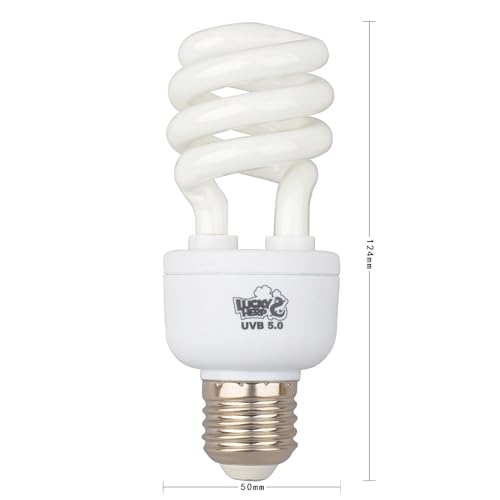 LUCKY HERP 5.0 UVB Fluorescent Bulb,Terrarium Lamp for Tropical Reptiles,E26,Screw Thread (13 Watt) - style: 13 Watts