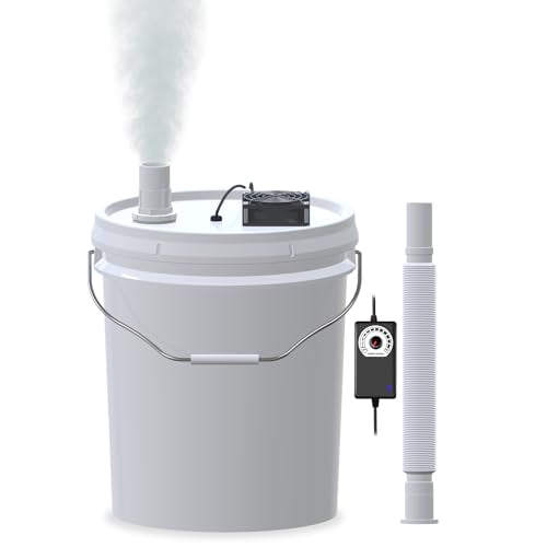 19L Large DIY Humidifier Kit - for Plants, Mushrooms, Grow Tents, Terrarium | Turns a 5 Gallon Bucket into Cool Mist Humidifier, Extendable Hose, High Output, Long Runtime (1-Fogger, Normal Mist)