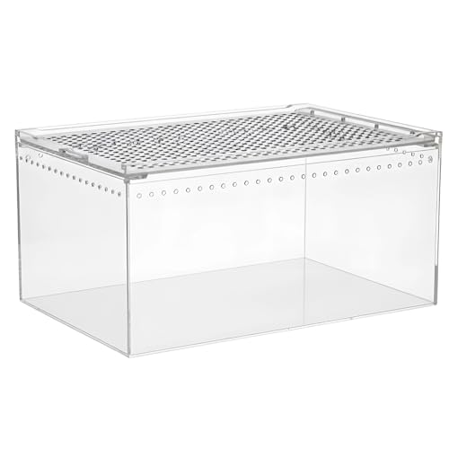 Reptile Terrarium Enclosure, 11.8 x 7.9 x 5.9 in / 30 x 20 x 15 cm Acrylic Tarantula Breeding Box, Transparent Jumping Spider Cage, Snake Terrarium