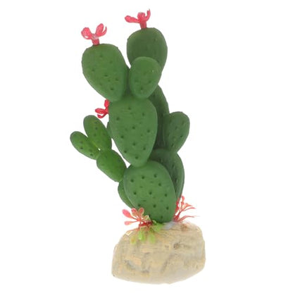 Realistic Artificial Cactus Aquarium Plant Plastic Fish Tank Decor Wear Resistant Simulated Succulent Landscape Ornament for Reptile Terrarium and Underwater Hideout