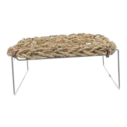 ABOOFAN Bearded Dragon Hammock Lounger with Sea Grass Bed and Metal Legs, Rectangle Reptile Basking Platform for Lizards, Leopard Gecko, Hermit Crab Habitat